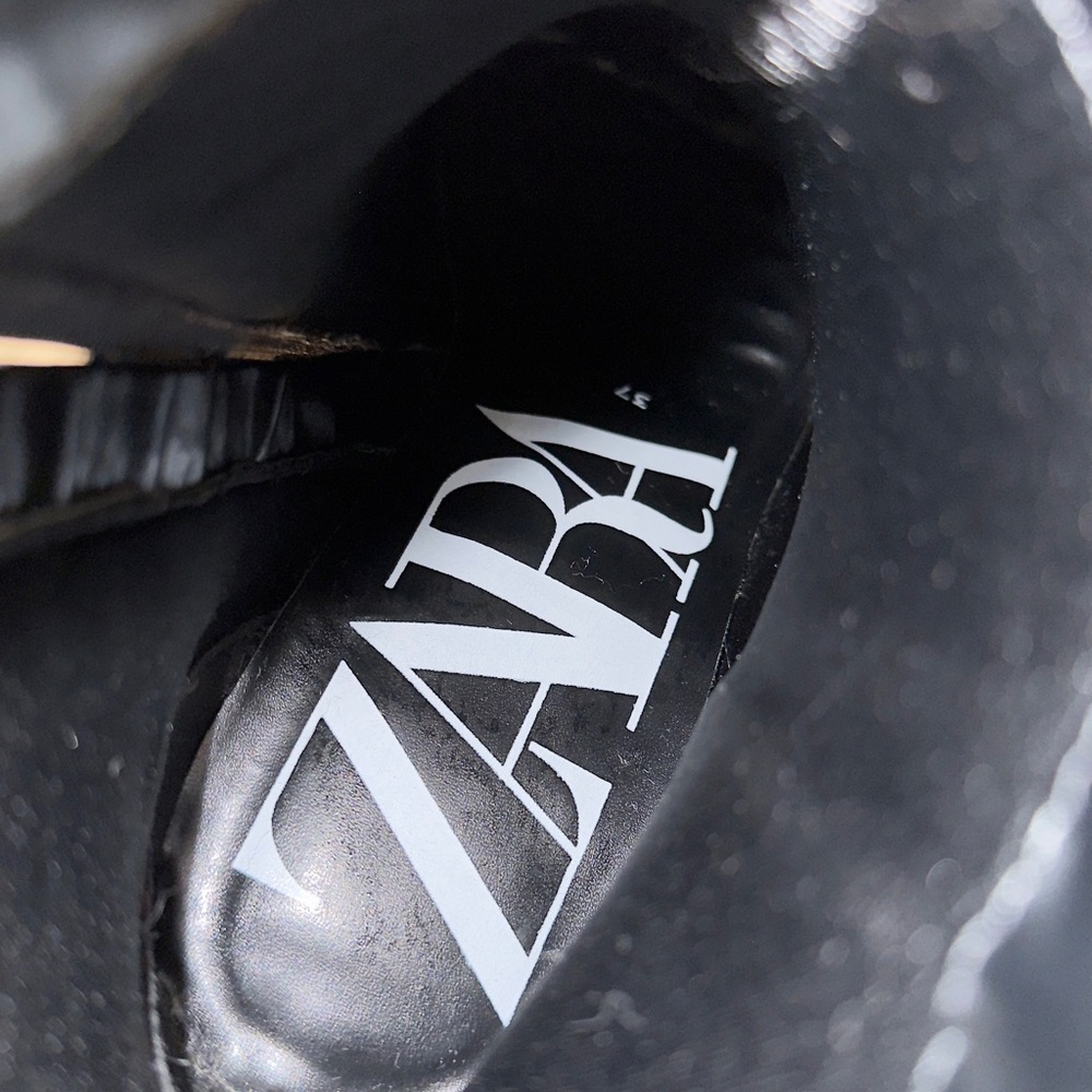 Zara Black Platform Block Heel Ankle Boots - Picture 9 of 10